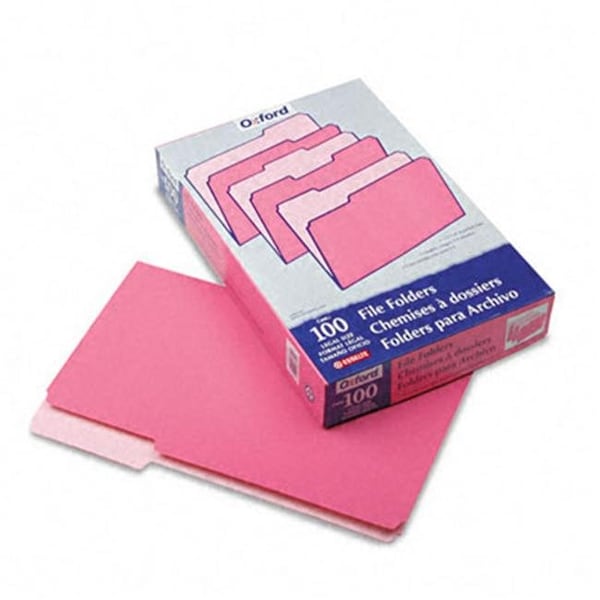 Pendaflex 1531/3PIN Two-Tone File Folders- 1/3 Cut- Top Tab- Legal- Pink/Light Pink- 100/Box